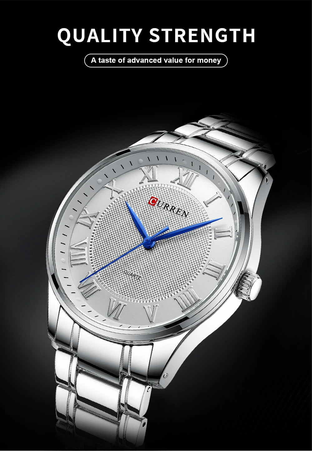 CURREN Men’s Classic Quartz Watch – Stainless Steel Band, Roman Numeral Dial for Business Casual Style