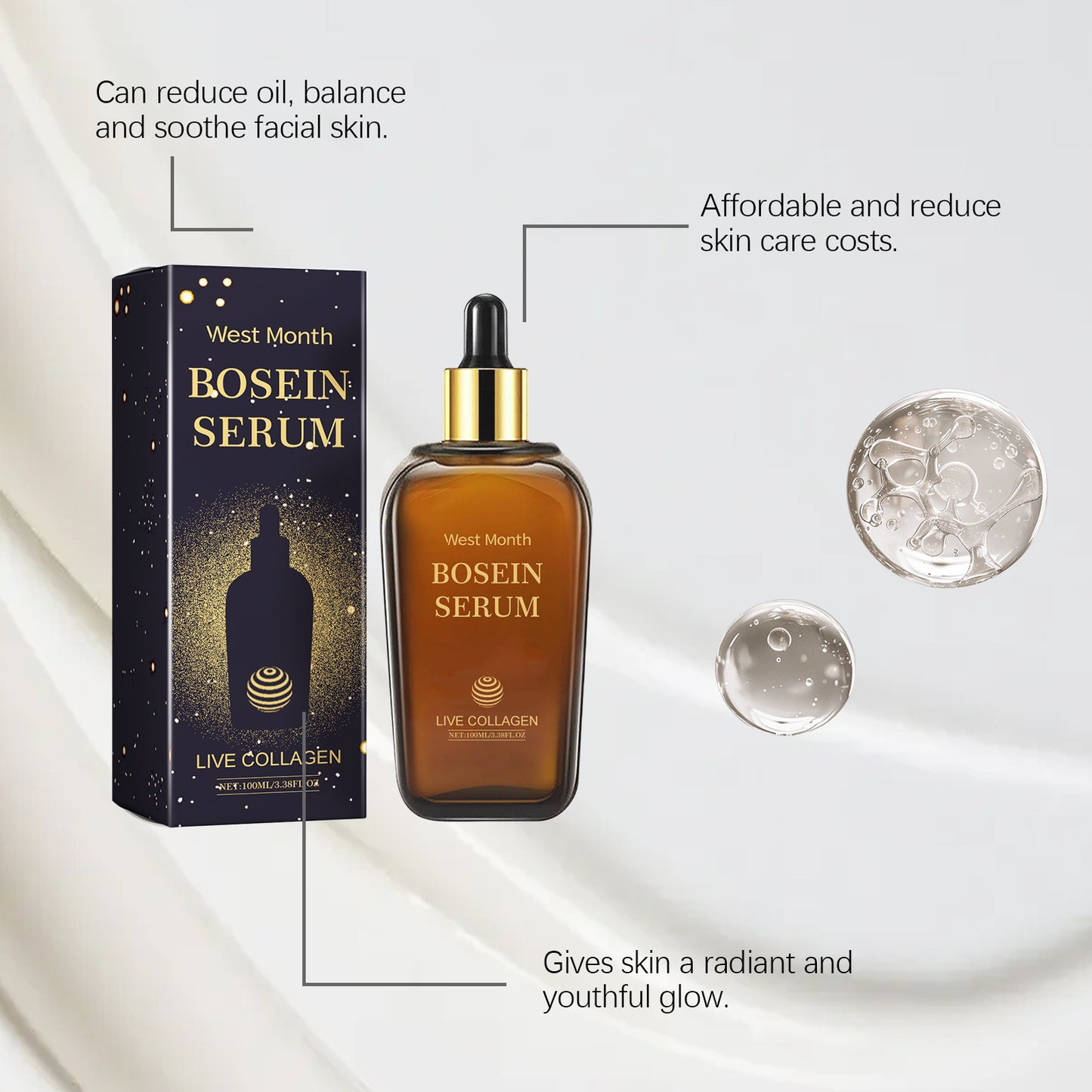 Face Bosein Serum Replenishing Collagen Repairing Increasing Skin Elasticity Brightening Skin Tone Moisturizing Essence Lotion