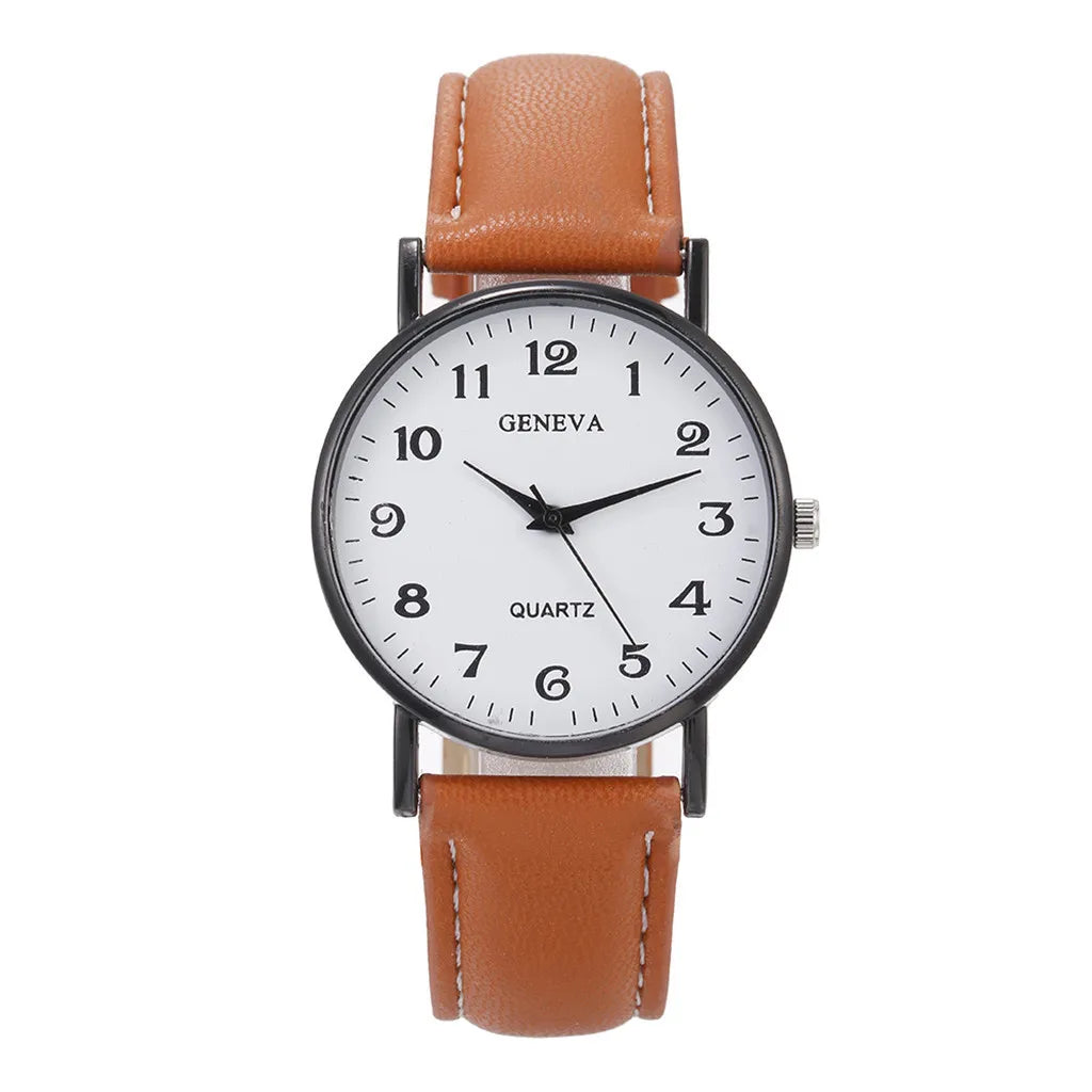 Men’s Luxury Quartz Watch – Leather Strap, Stainless Steel Dial, Casual Fashion Timepiece