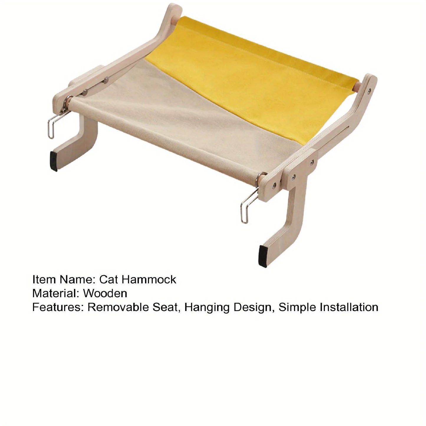 Window-Mounted Cat Hammock – Wooden Frame Removable Bed for Indoor Cats