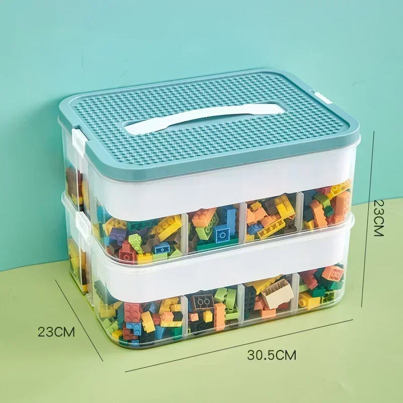 Transparent Grid Lego-Compatible Storage Adjustable Building Block Lego Storage Box Toy Organizer Box Container Toy Organizers