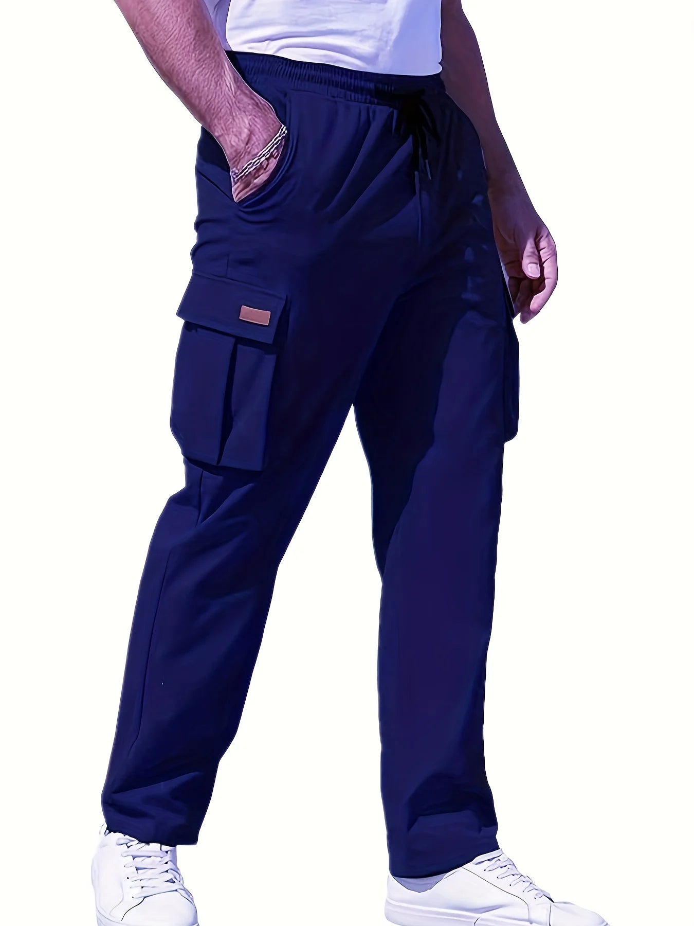 New Men's Loose Fit Cotton Cargo Pants – Oversized Straight-Leg Joggers for Casual or Workwear