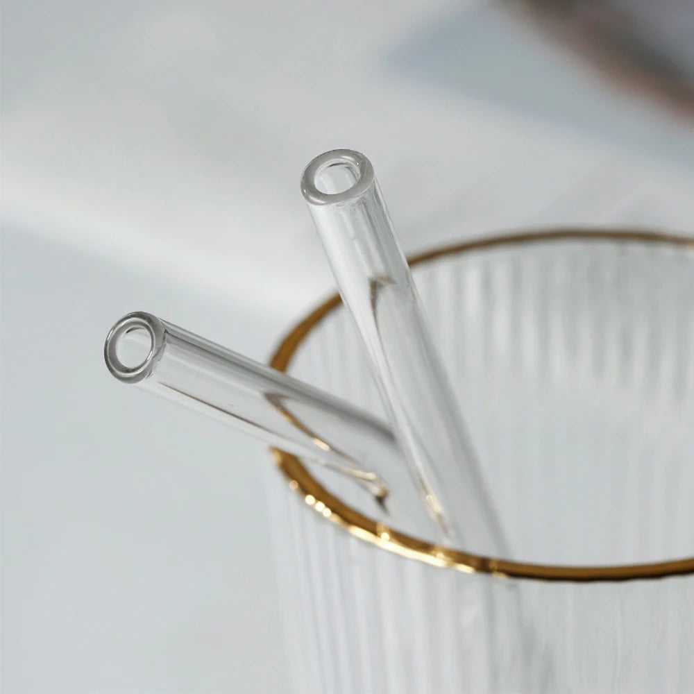 Glass Straws Set with Cleaning Brush – Reusable Transparent Borosilicate Straws for Smoothies, Tea, Juice, Wine