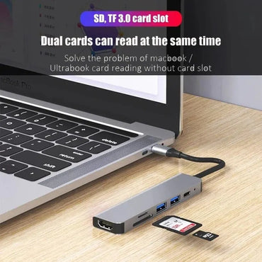 USB-C Hub with HDMI & Thunderbolt 3 – 7-in-1 Adapter with USB 3.0, SD/TF, PD for MacBook & Huawei