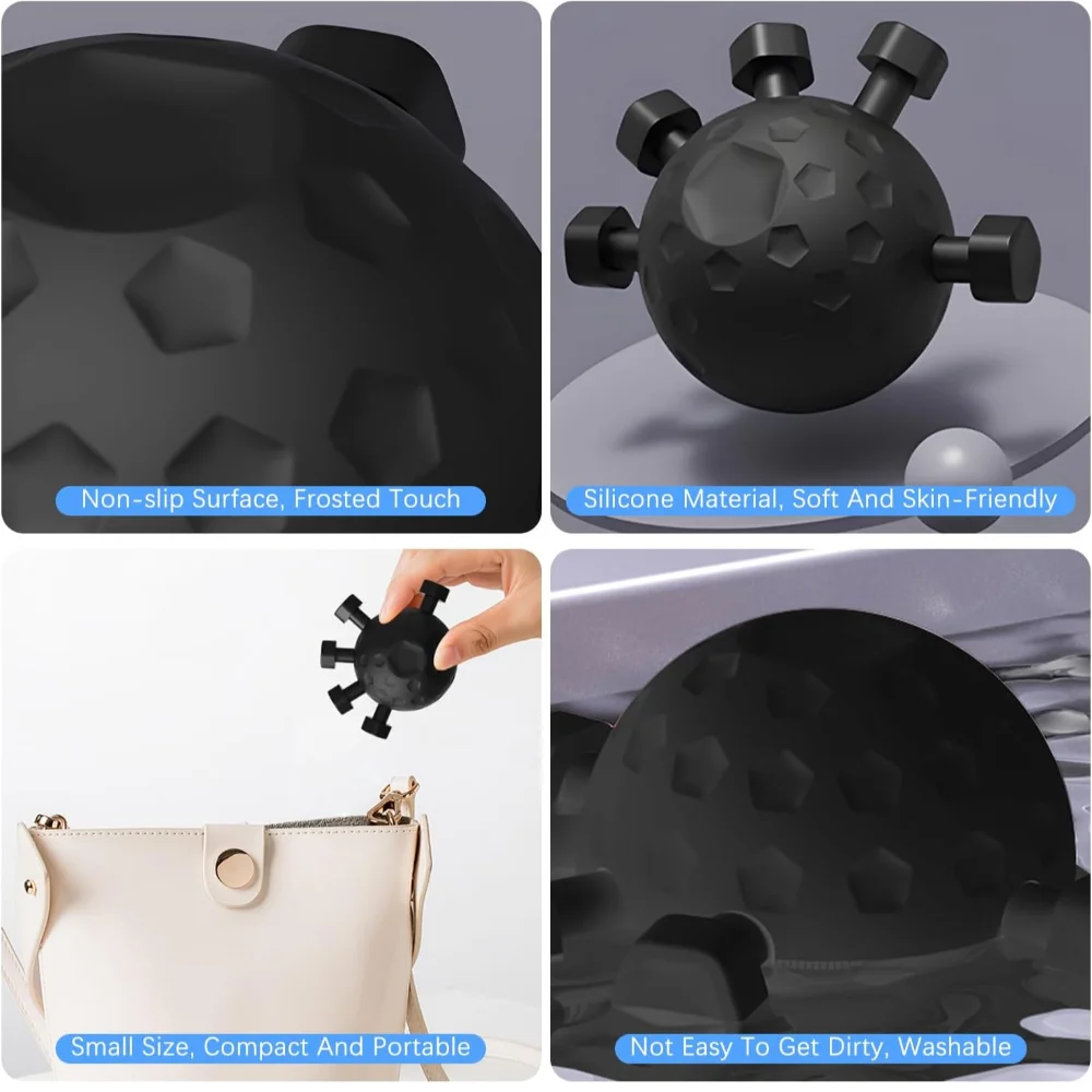 Black silicone grip strength ball with non-slip surface, portable design, and washable material – soft, skin-friendly hand exerciser by BeTrendy”