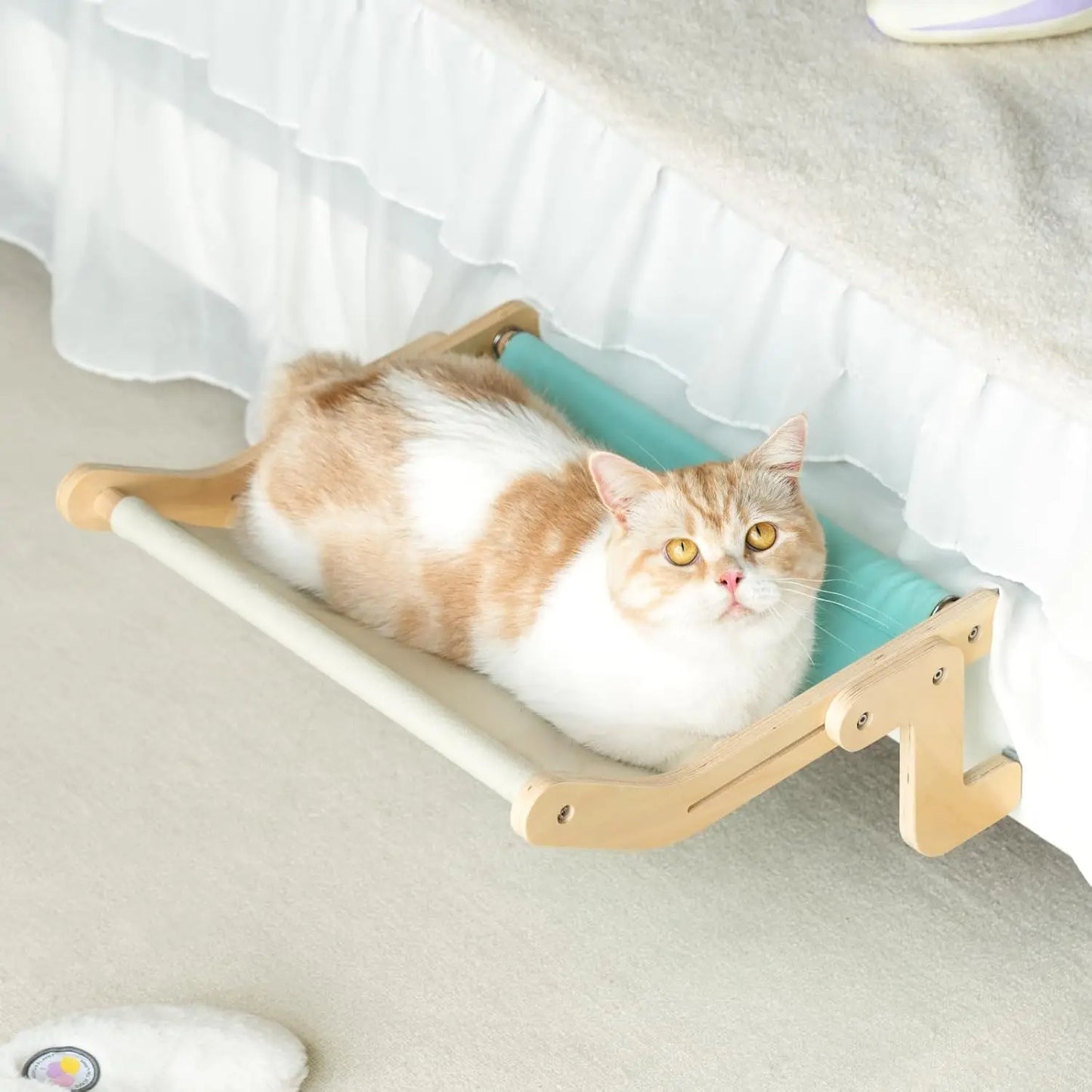 Window-Mounted Cat Hammock – Wooden Frame Removable Bed for Indoor Cats