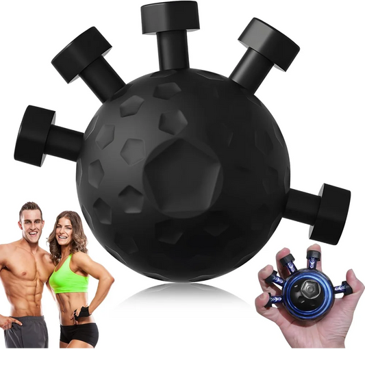 Black six-handle grip strength training ball for hand exercise and rehabilitation – fitness tool for athletes and recovery by BeTrendy