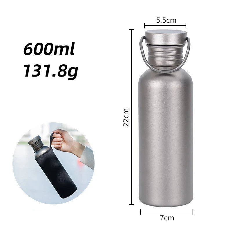 Titanium Tumbler Water Bottle – 500ml/600ml/750ml Lightweight Flask for Outdoor, Gym, Cycling, and Travel
