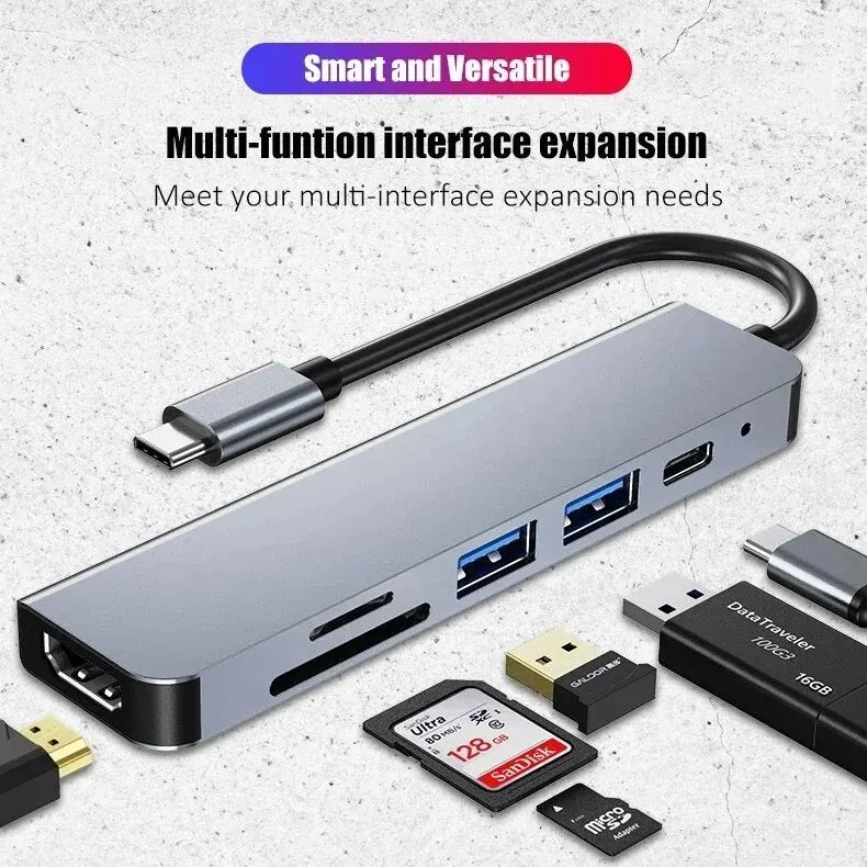 USB-C Hub with HDMI & Thunderbolt 3 – 7-in-1 Adapter with USB 3.0, SD/TF, PD for MacBook & Huawei