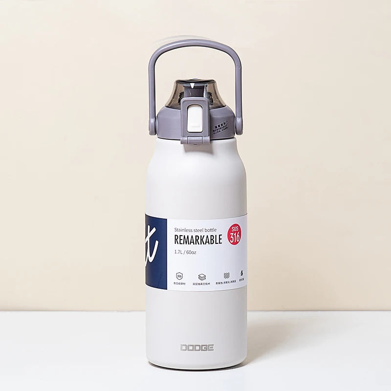 Large Capacity Stainless Steel Thermo Tumbler – Hot & Cold Vacuum Flask with Straw for Gym, Travel & Everyday Use