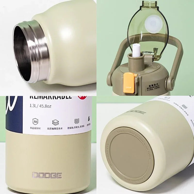 Large Capacity Stainless Steel Thermo Tumbler – Hot & Cold Vacuum Flask with Straw for Gym, Travel & Everyday Use