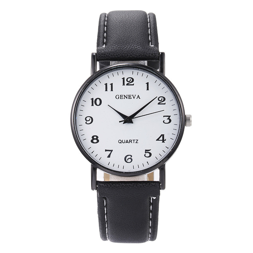 Men’s Luxury Quartz Watch – Leather Strap, Stainless Steel Dial, Casual Fashion Timepiece