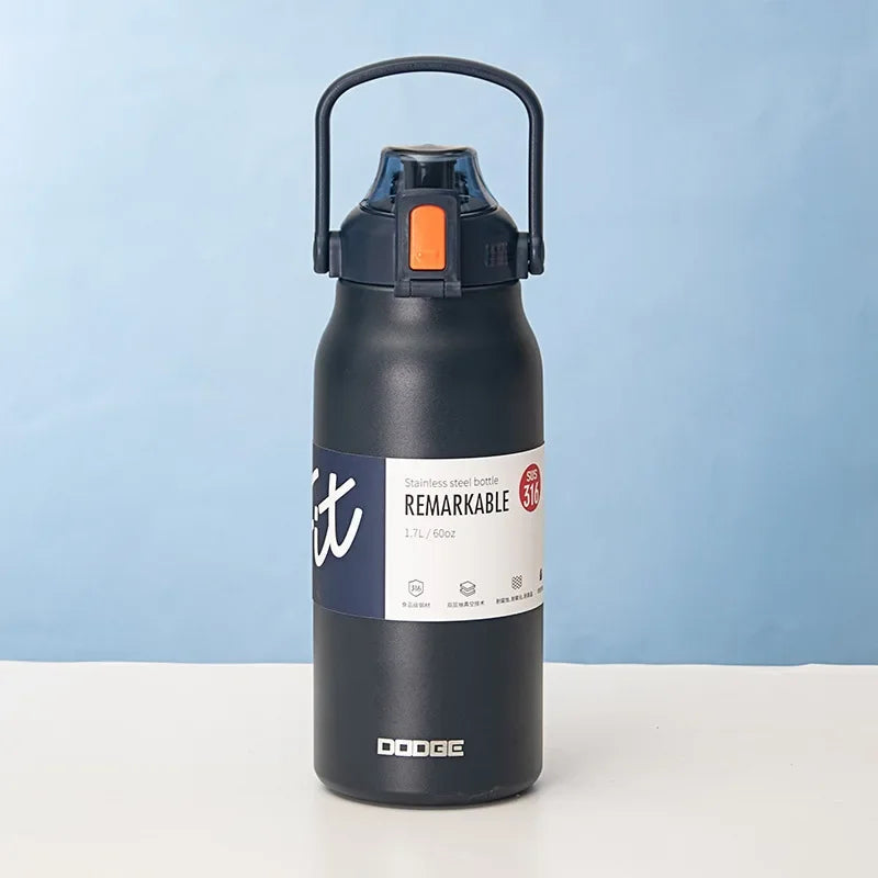 Large Capacity Stainless Steel Thermo Tumbler – Hot & Cold Vacuum Flask with Straw for Gym, Travel & Everyday Use