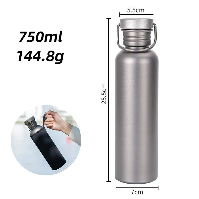 Titanium Tumbler Water Bottle – 500ml/600ml/750ml Lightweight Flask for Outdoor, Gym, Cycling, and Travel