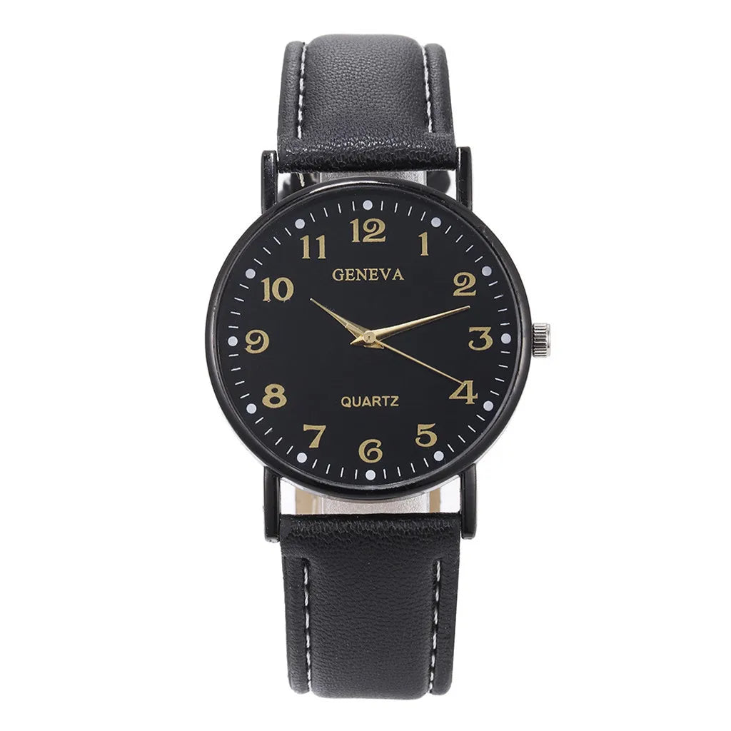 Men’s Luxury Quartz Watch – Leather Strap, Stainless Steel Dial, Casual Fashion Timepiece