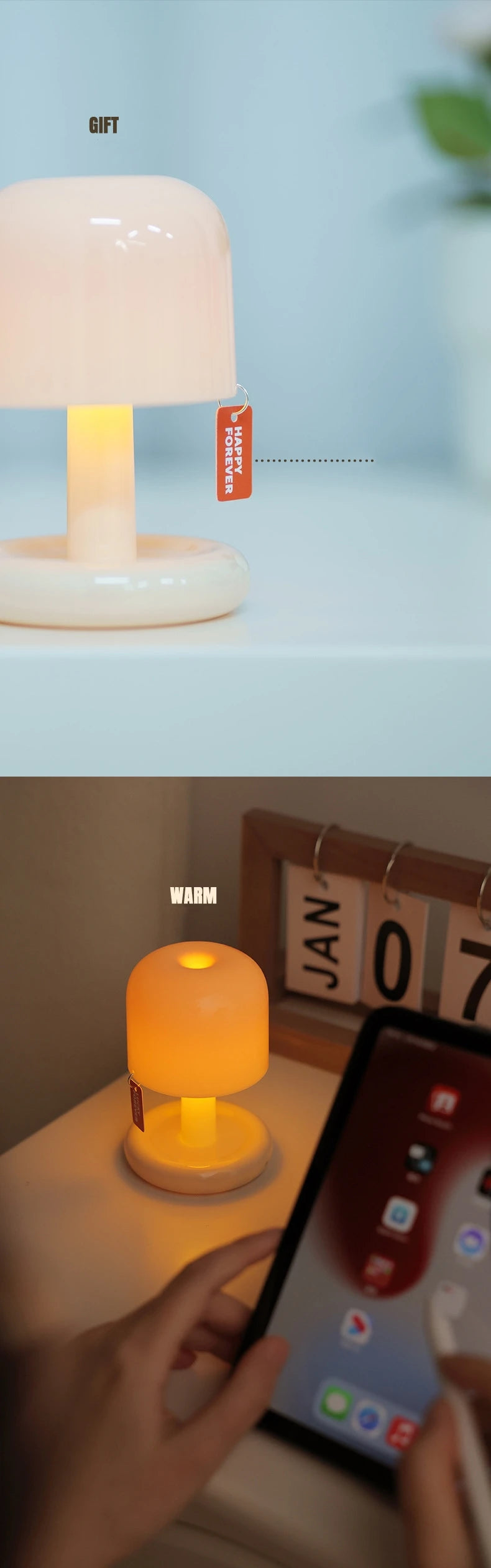 Mini Sunset LED Night Light – USB Rechargeable Mushroom-Style Lamp for Bedroom, Coffee Bar, and Home Decor