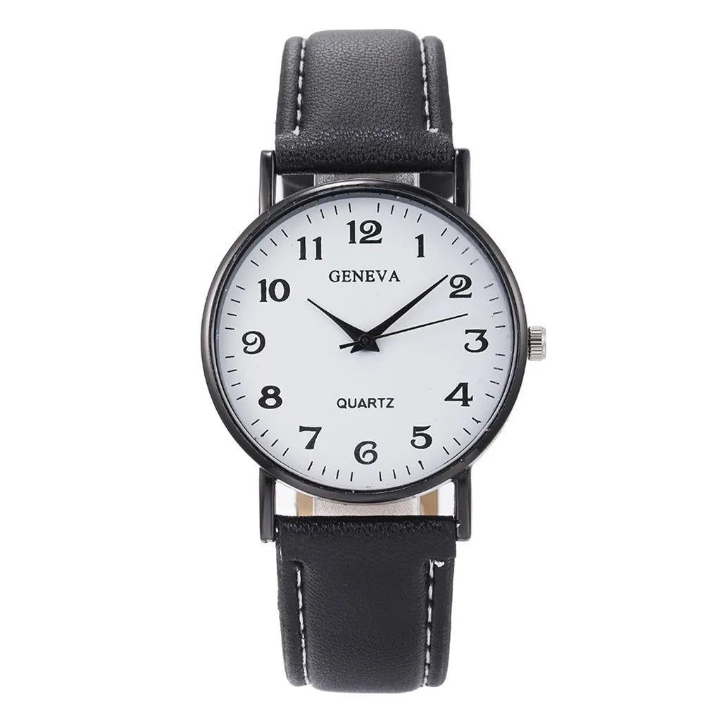 Men’s Luxury Quartz Watch – Leather Strap, Stainless Steel Dial, Casual Fashion Timepiece