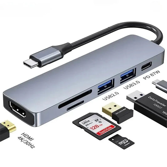 USB-C Hub with HDMI & Thunderbolt 3 – 7-in-1 Adapter with USB 3.0, SD/TF, PD for MacBook & Huawei