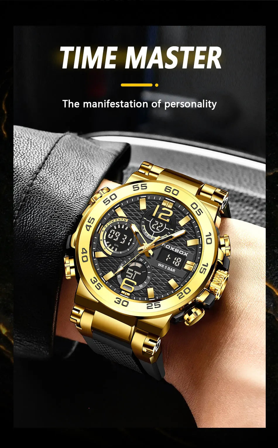 FOXBOX Men’s Luxury Chronograph Watch – Waterproof Sport Diver & Business Timepiece with Gift Box