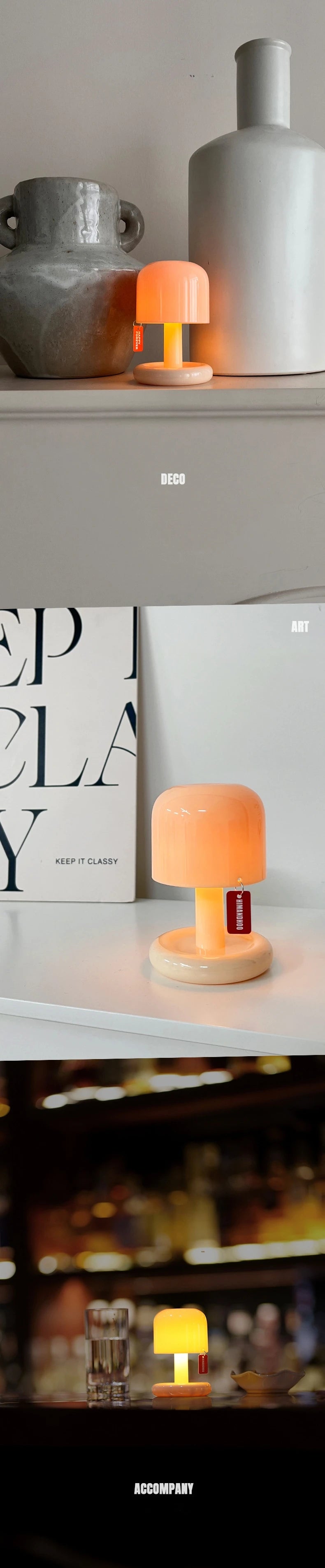 Mini Sunset LED Night Light – USB Rechargeable Mushroom-Style Lamp for Bedroom, Coffee Bar, and Home Decor