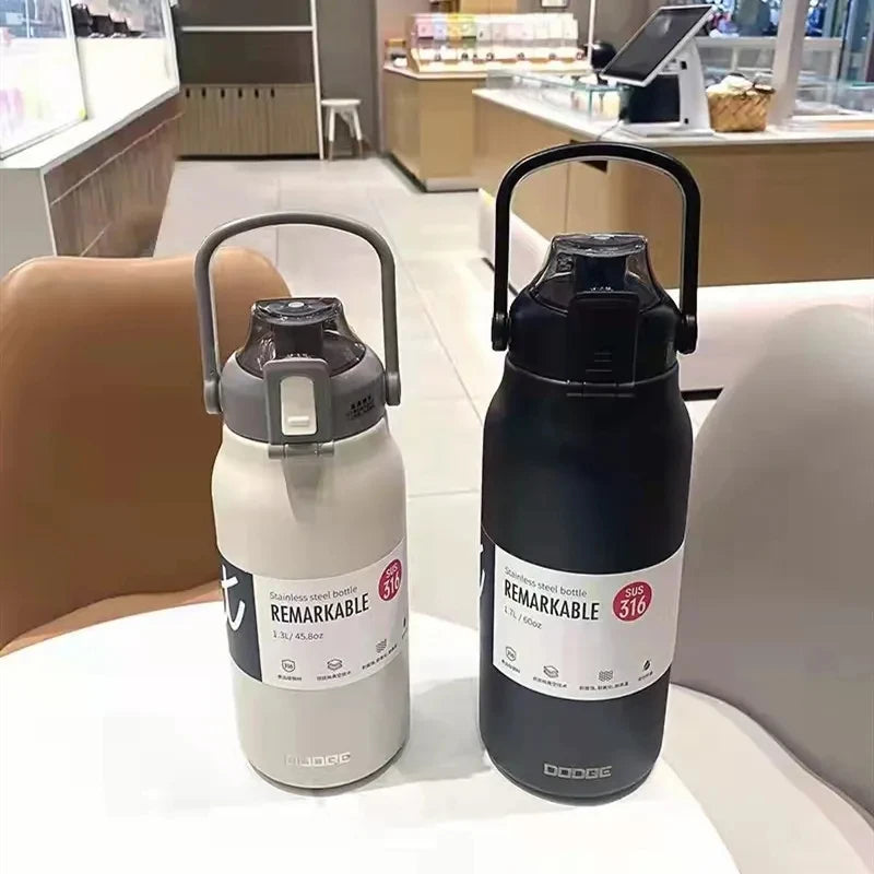 Large Capacity Stainless Steel Thermo Tumbler – Hot & Cold Vacuum Flask with Straw for Gym, Travel & Everyday Use