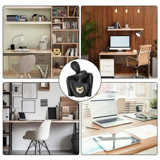 Nordic-style ceramic couple sculpture used as modern romantic home decor in various office and living room settings