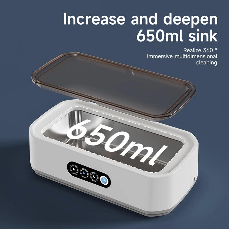 650ml ultrasonic cleaning machine with deep tank and 360-degree multidimensional cleaning capability