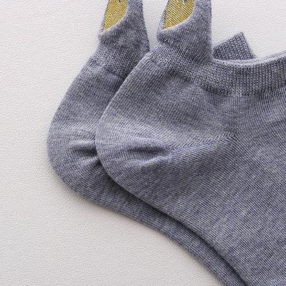 Women’s Heart Embroidered Low-Cut Cotton Socks – 4 Pairs Breathable Casual Ankle Socks