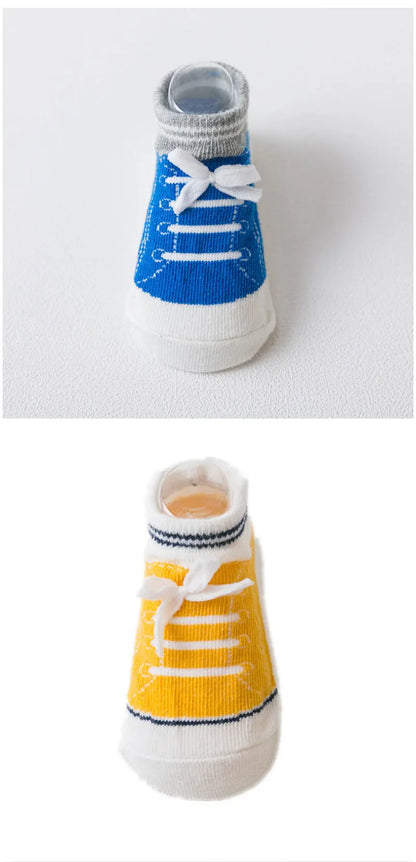 🧸 Cotton Baby Anti-Slip Socks – Soft Silicone Grip Socks for Newborns & Toddlers (Summer & Autumn)