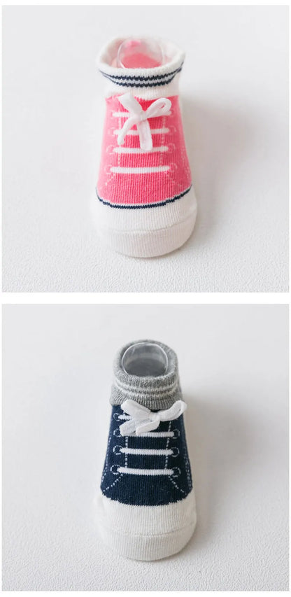 🧸 Cotton Baby Anti-Slip Socks – Soft Silicone Grip Socks for Newborns & Toddlers (Summer & Autumn)
