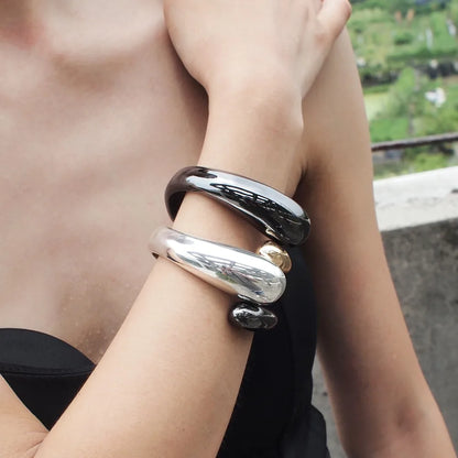 Mixed Color Alloy Cuff Bracelet – Bold Metal Statement Jewelry for Women