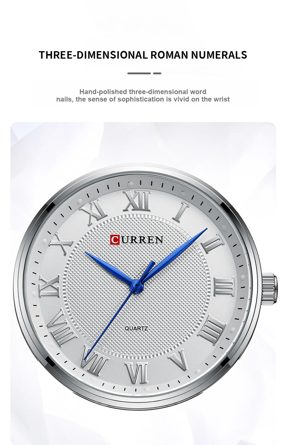 CURREN Men’s Classic Quartz Watch – Stainless Steel Band, Roman Numeral Dial for Business Casual Style