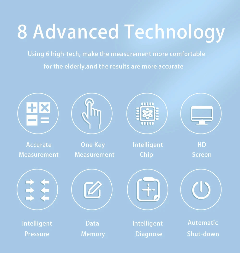 AICARE Blood Pressure Monitor Upper Arm Automatic Tonometer Digital Blood Pressure Meter BP Medical Sphygmomanometer Pulse