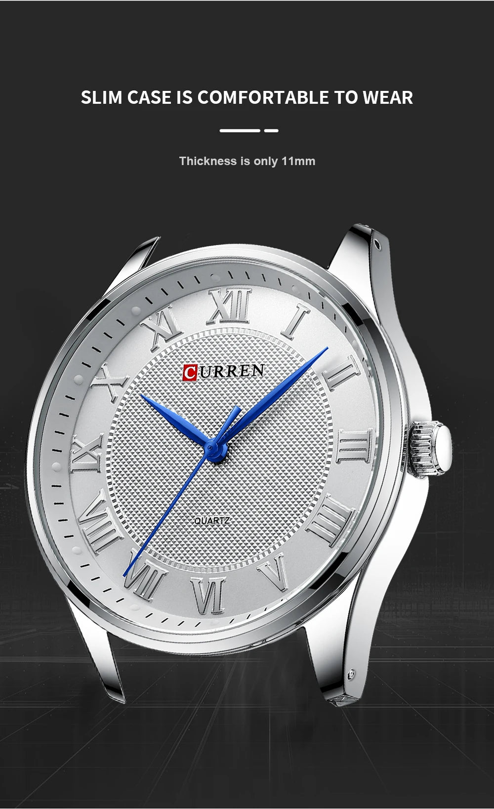 CURREN Men’s Classic Quartz Watch – Stainless Steel Band, Roman Numeral Dial for Business Casual Style