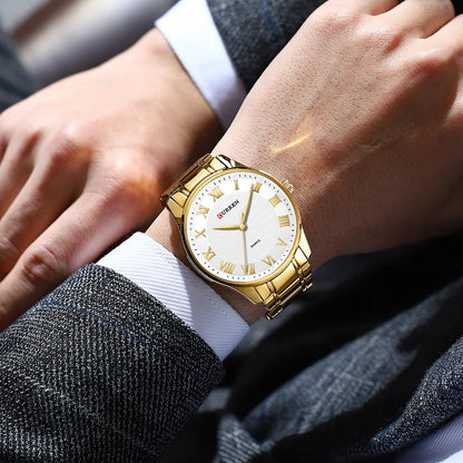 CURREN Men’s Classic Quartz Watch – Stainless Steel Band, Roman Numeral Dial for Business Casual Style