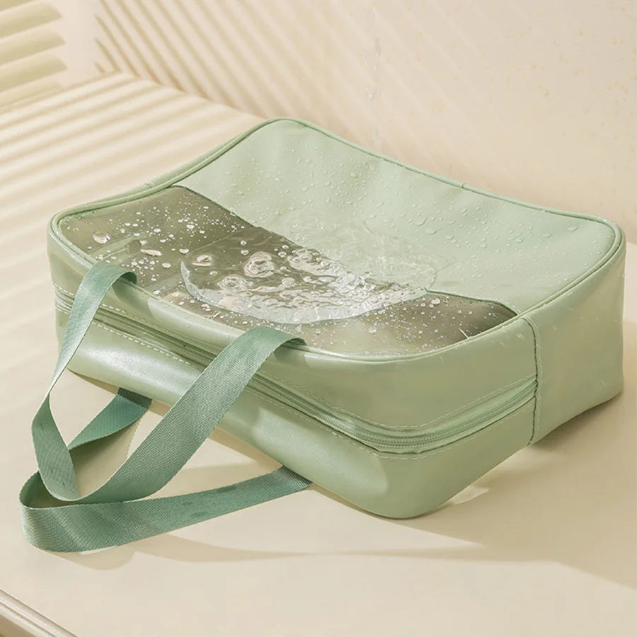 Matte Translucent Travel Toiletry Bag – Unisex Makeup & Cosmetic Organizer with Handle