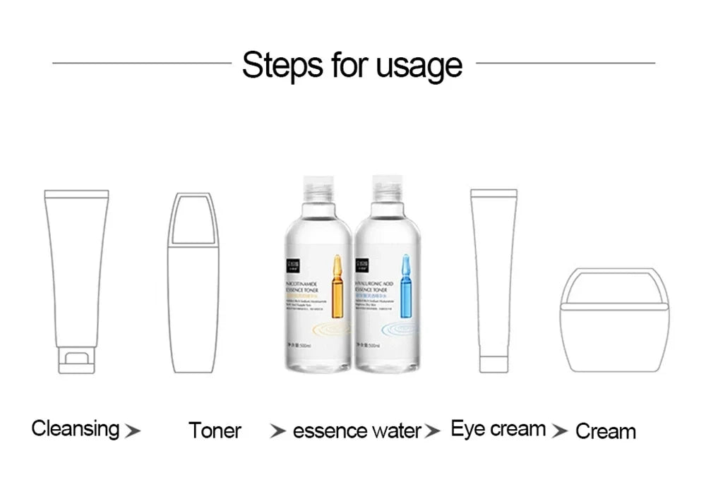 500ml Niacinamide & Hyaluronic Acid Facial Toner – Moisturizing Essence Water for Dry & Dull Skin