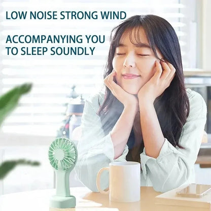 Mini USB Fan – 3-Speed Rechargeable Silent Desk Fan with Base