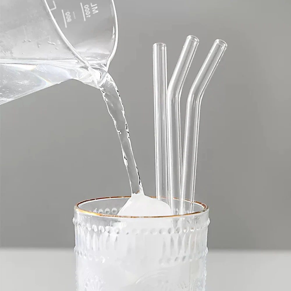 Glass straw in ribbed water glass – durable and stylish straw by BeTrendy