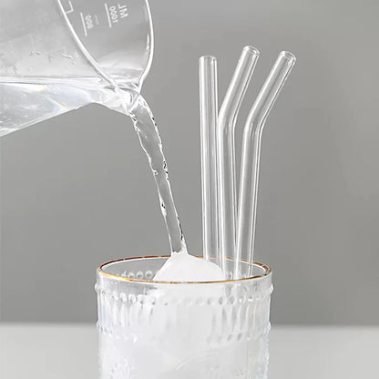 Glass straw in ribbed water glass – durable and stylish straw by BeTrendy