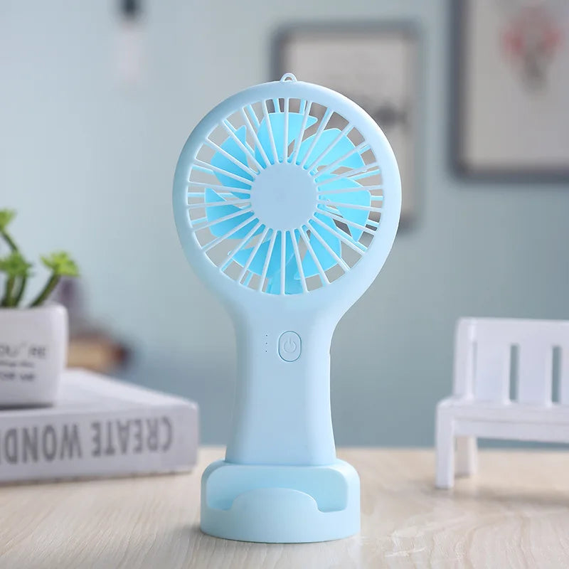 Mini USB Fan – 3-Speed Rechargeable Silent Desk Fan with Base