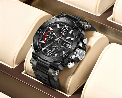 FOXBOX Men’s Luxury Chronograph Watch – Waterproof Sport Diver & Business Timepiece with Gift Box