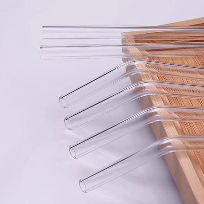Glass Straws Set with Cleaning Brush – Reusable Transparent Borosilicate Straws for Smoothies, Tea, Juice, Wine