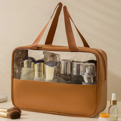 Matte Translucent Travel Toiletry Bag – Unisex Makeup & Cosmetic Organizer with Handle