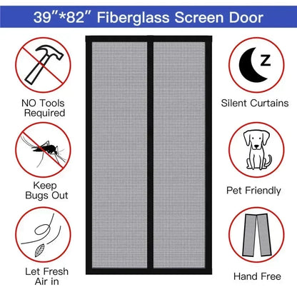 Magnetic Mesh Door Curtain – Anti-Mosquito Insect Screen with Auto-Closing Magnets