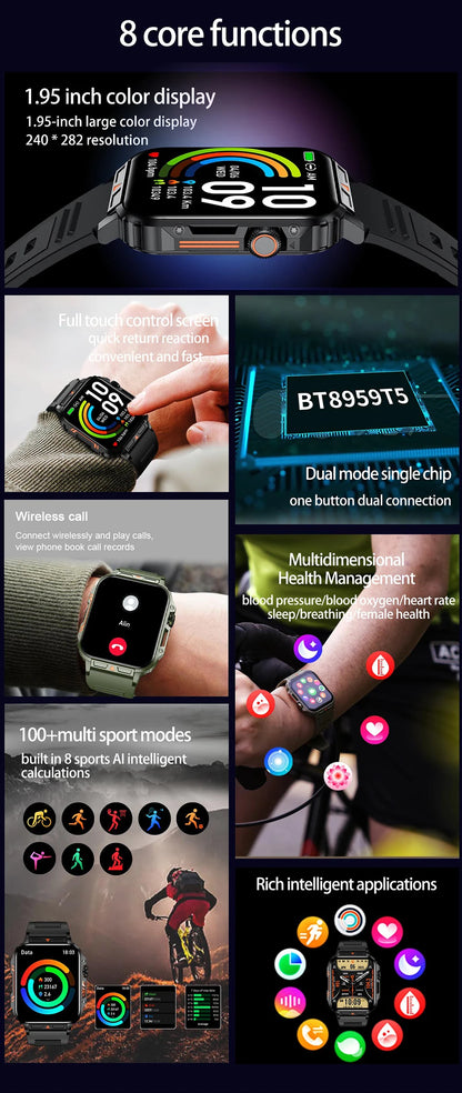 LIGE Smartwatch 1.95" – Waterproof Fitness & Health Tracker for Men & Women | IP68, Heart Rate, Sleep & Sport Modes