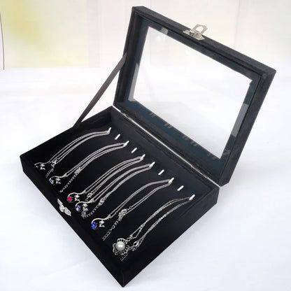 Black Jewelry Box Bracelet box necklace box arched small box display box flannel cover jewelry storage box