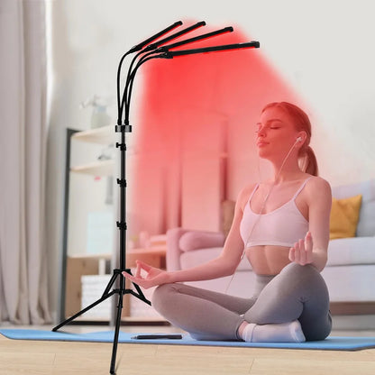 4-Head Red Light Therapy Lamp – 660nm/850nm Infrared for Skin & Pain Relief