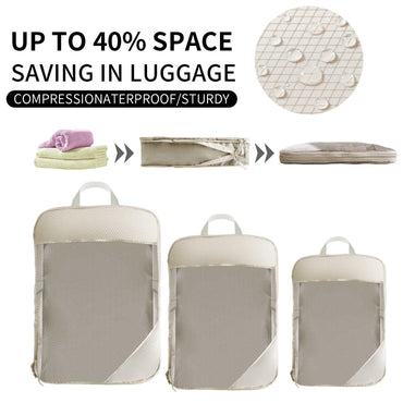 5/6 Piece Compression Packing Cubes Set – Waterproof Travel Luggage Organizer Bags