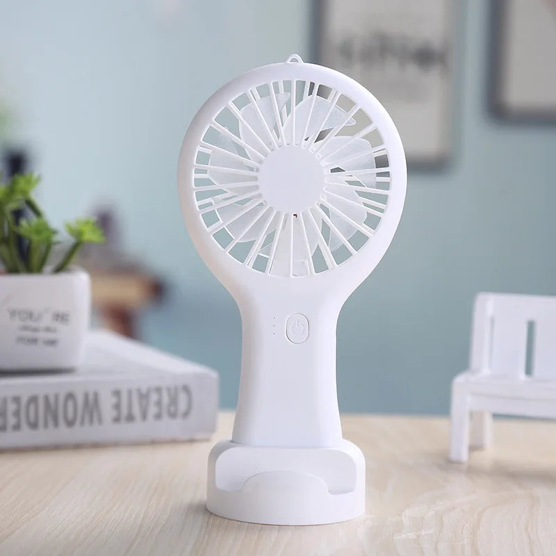 Mini USB Fan – 3-Speed Rechargeable Silent Desk Fan with Base